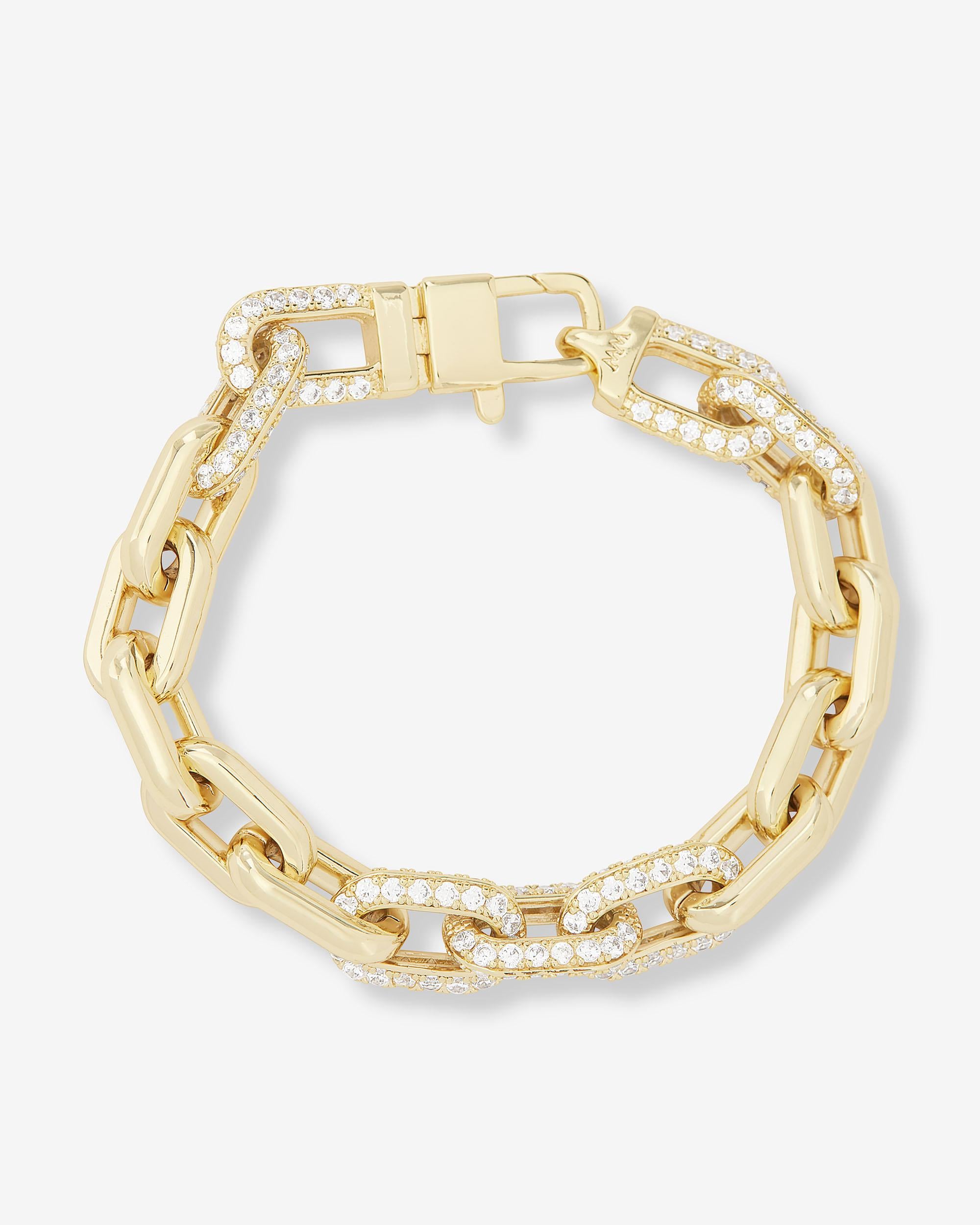 Frankie Pavé Chain Bracelet 10mm - Gold|White Diamondettes