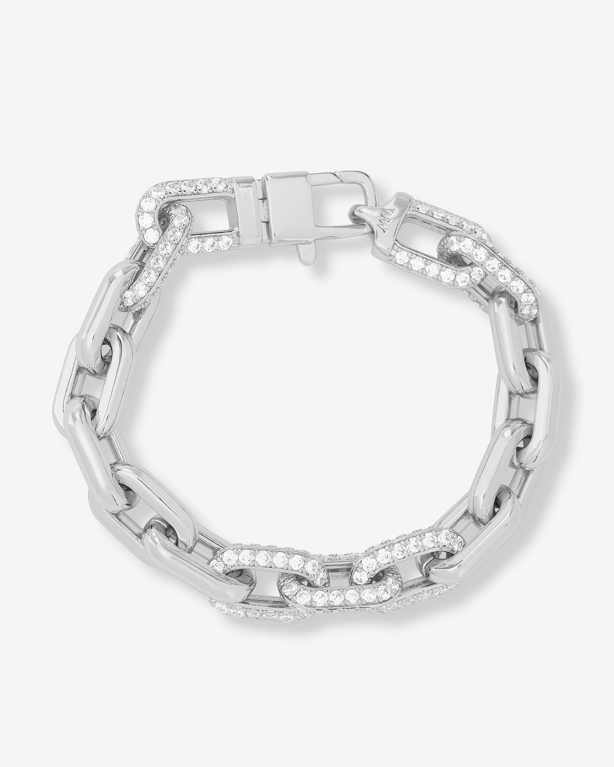 Frankie Pavé Chain Bracelet 10mm - Silver|White Diamondettes