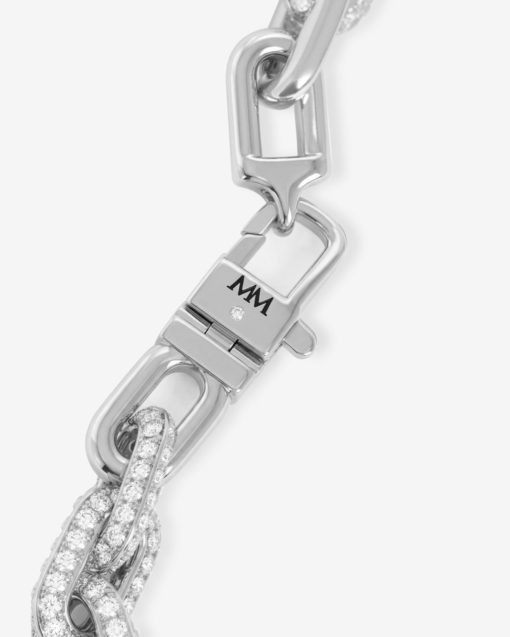 Frankie Pavé Chain Necklace 10mm - Silver|White Diamondettes