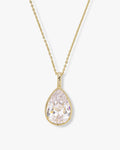 "She's So Stunning" Teardrop Necklace - Gold|White Diamondettes