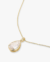 "She's So Stunning" Teardrop Necklace - Gold|White Diamondettes