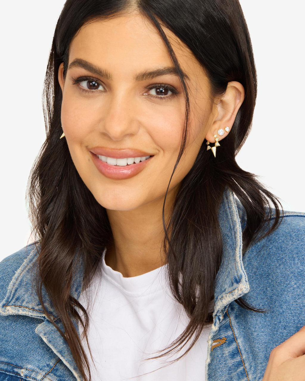 Gabriella Pavé Spiked Hoops - Gold|White Diamondettes