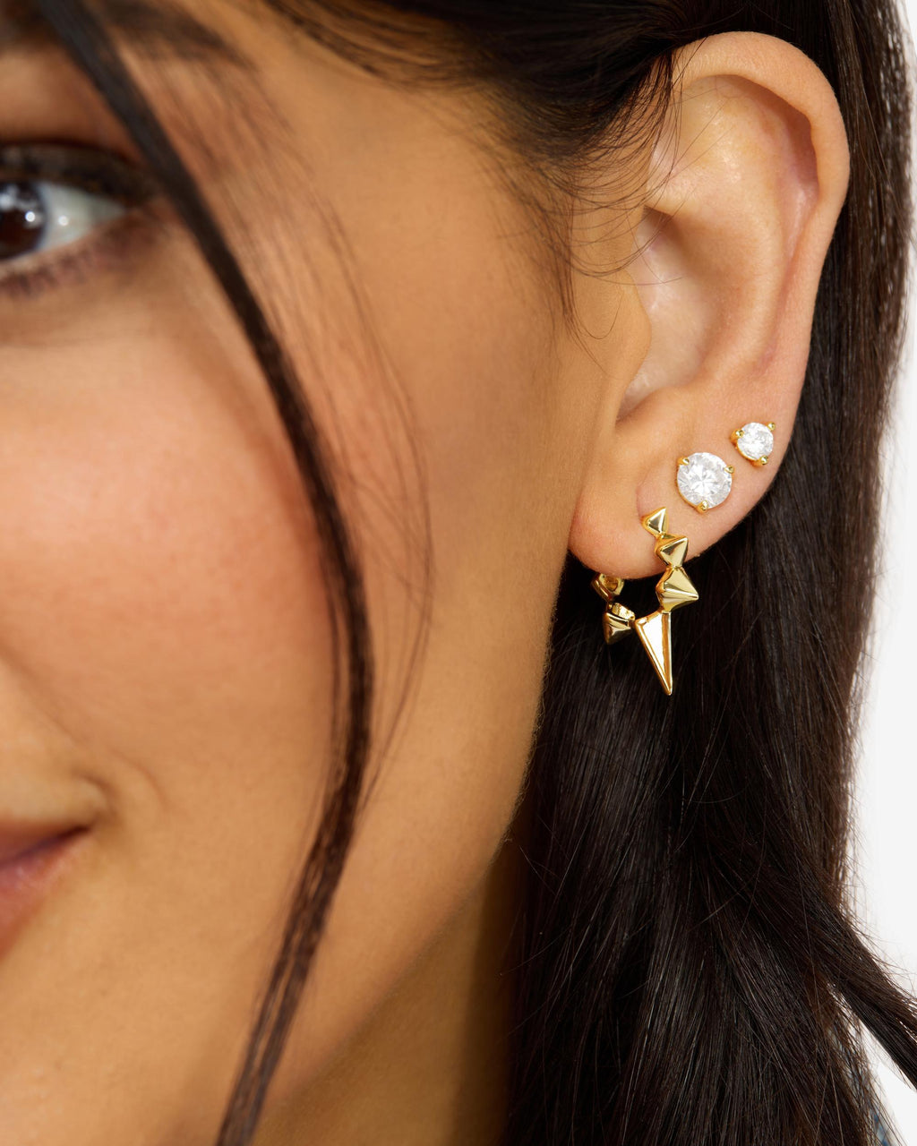 Gabriella Spiked Hoops - Gold