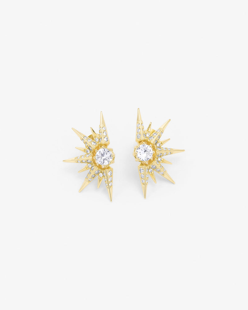 Gabriella Sunburst Stud Earrings - Gold|White Diamondettes