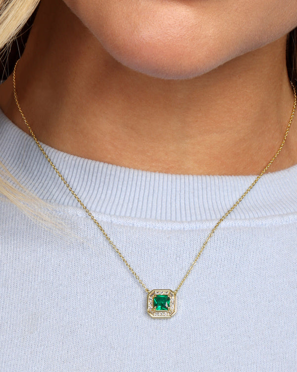 The Gatsby Necklace - Gold|Emerald|White Diamondettes