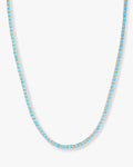 Grand Heiress Tennis Necklace 4mm - Gold|Blue Opal