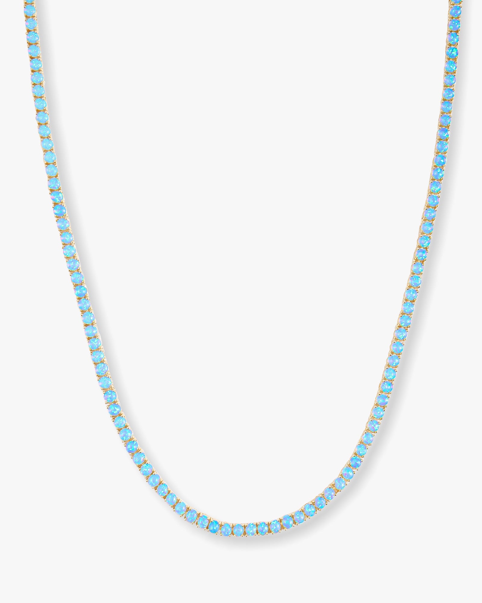 Grand Heiress Tennis Necklace 4mm - Gold|Blue Opal