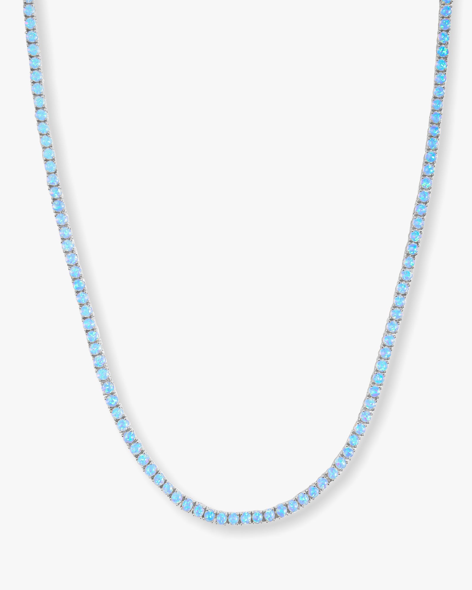 Grand Heiress Tennis Necklace 4mm - Silver|Blue Opal