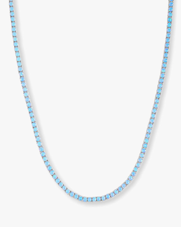Grand Heiress Blue Opal Tennis Necklace 18" - Silver|Blue Opal