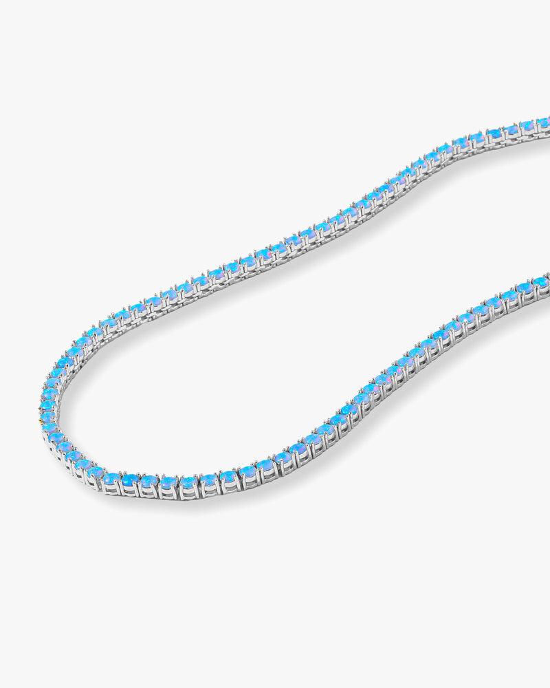Grand Heiress Tennis Necklace 16" - Silver|Blue Opal