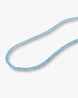 Grand Heiress Blue Opal Tennis Necklace 18" - Silver|Blue Opal