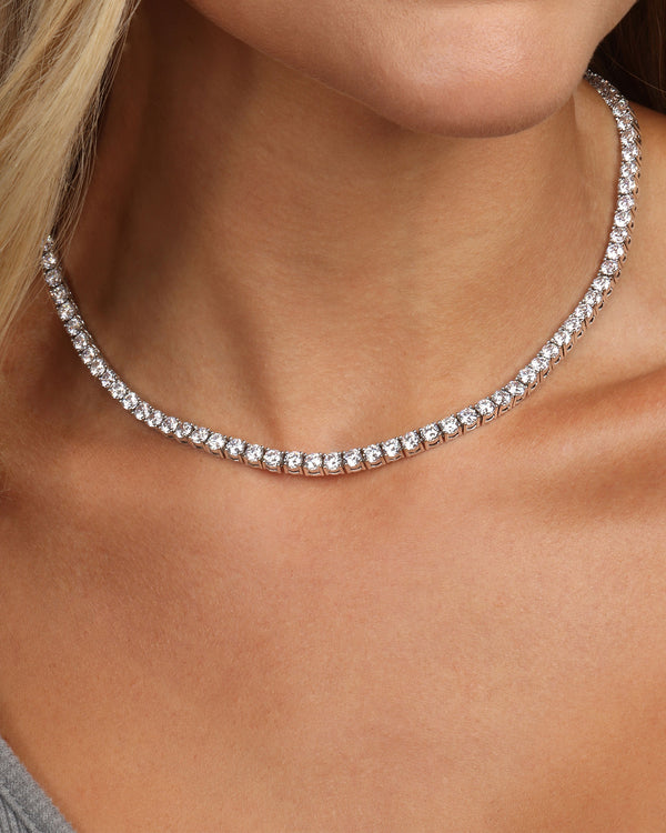 Grand Heiress Tennis Necklace 16" - Silver|White Diamondettes