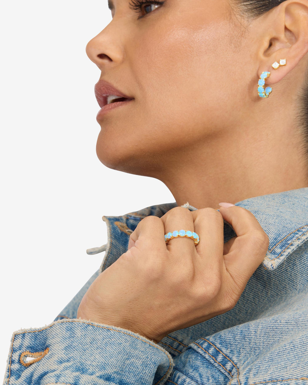 Grand Heiress Ring 4mm - Gold|Blue Opal