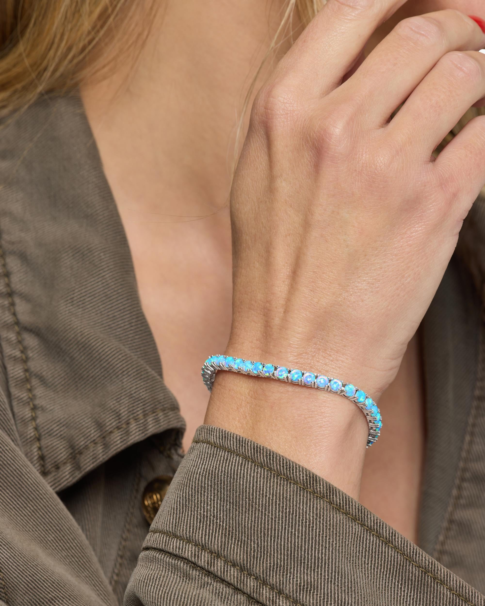 Grand Heiress Tennis Bracelet 4mm - Silver|Blue Opal