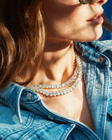 Hello Gorgeous Tennis Necklace 16" - Silver|White Diamondettes