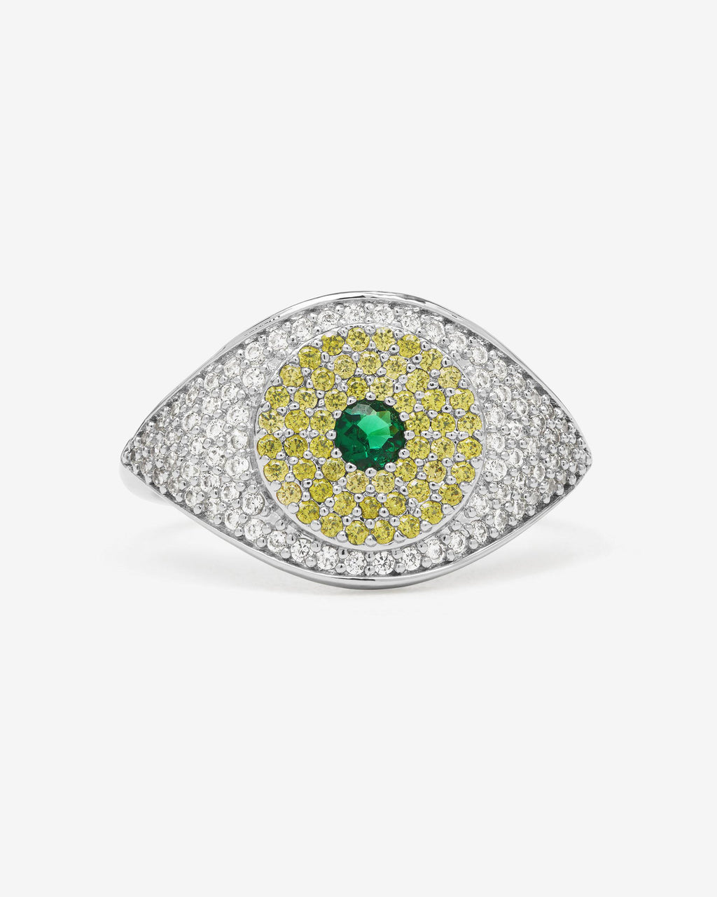 Evil Eye Ring Silver Emerald