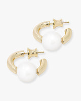 Life's a Ball Single Pearl Hoops - Gold