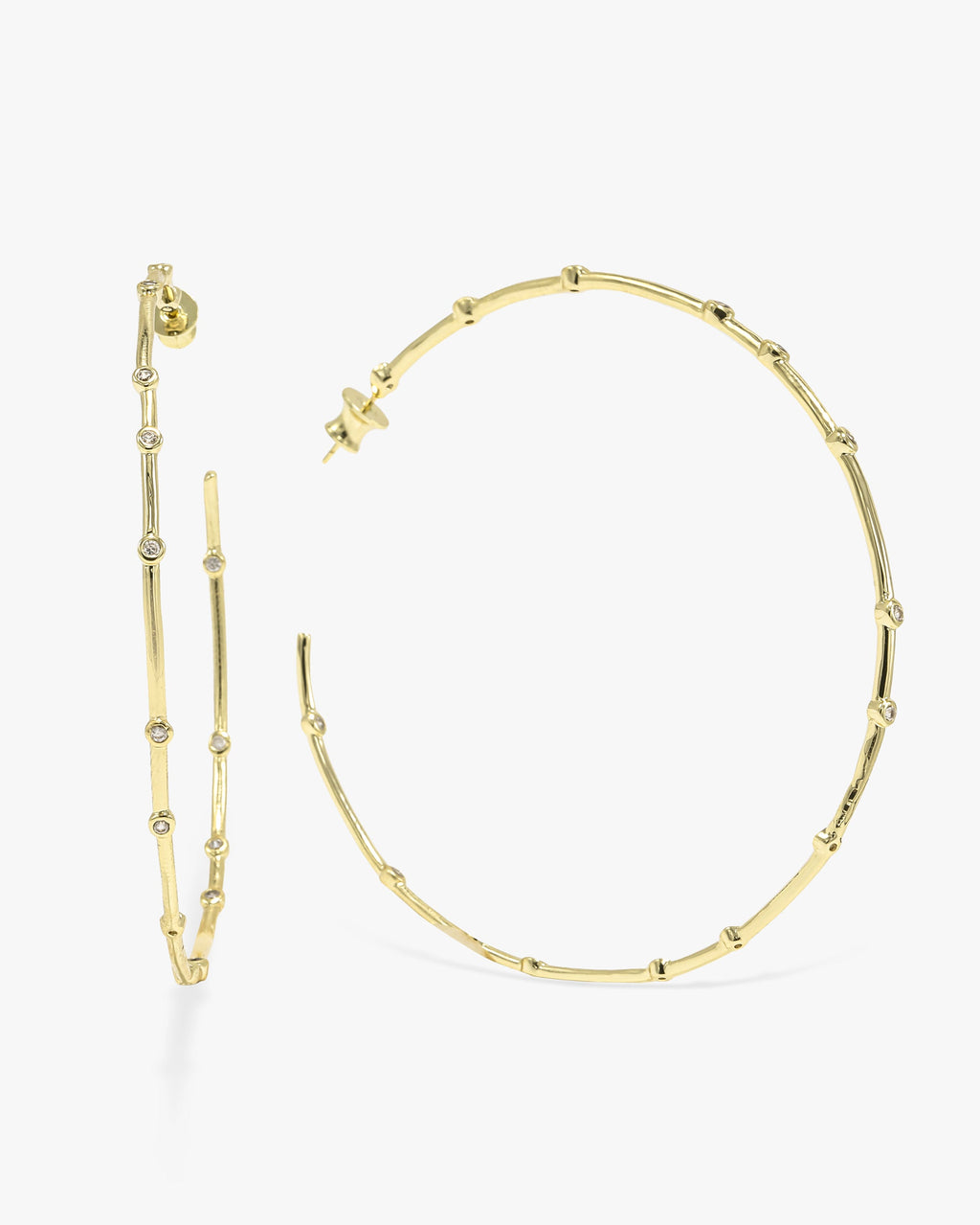 Big Ass Hoops 3" - Gold|White Diamondettes