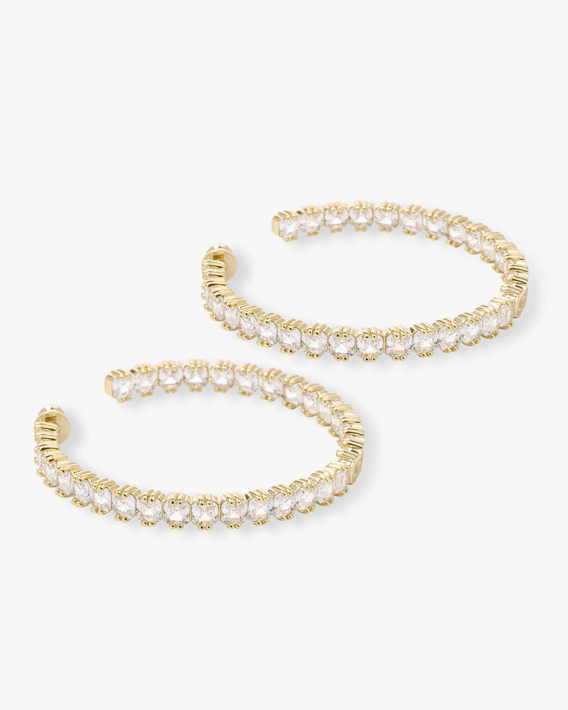 The Queens Hoops 2" - Gold|White Diamondettes