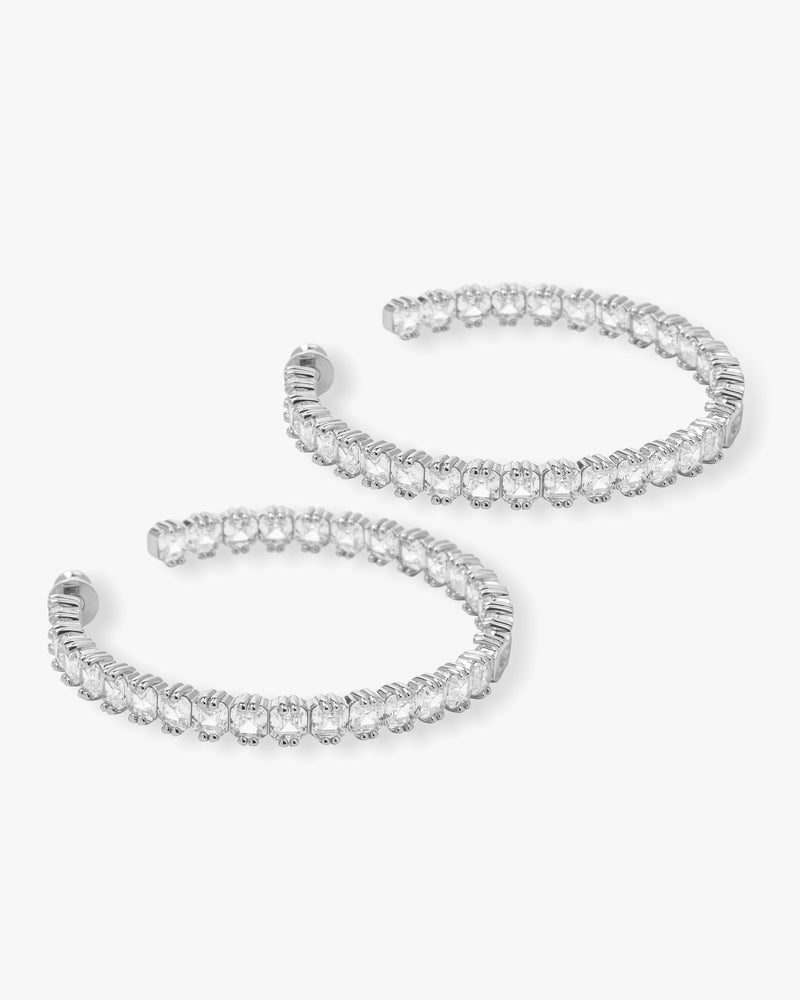 The Queens Hoops 2" - Silver|White Diamondettes