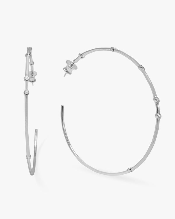 Big Ass Hoops 2" - Silver|White Diamondettes