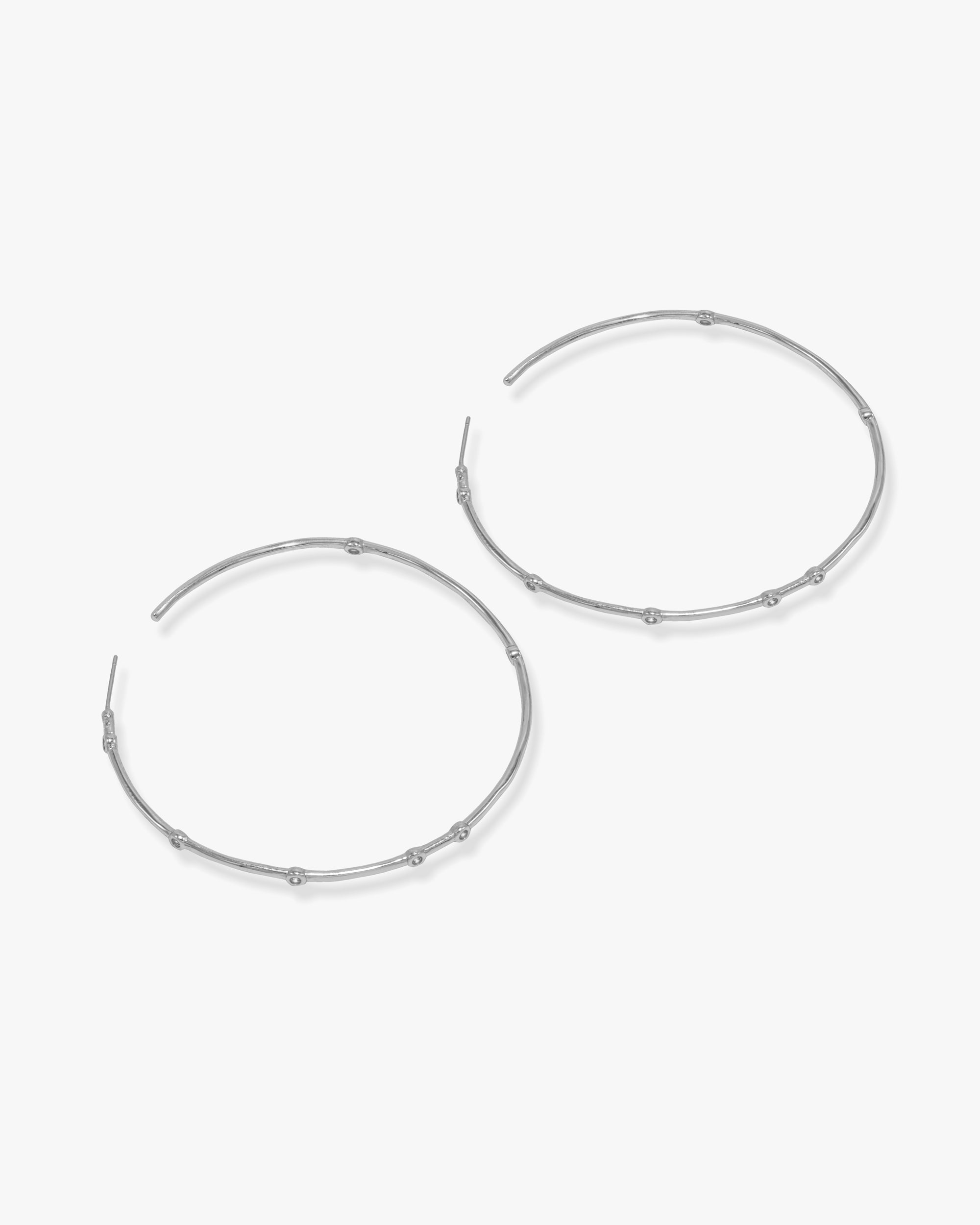 Big Ass Hoops 2.5" - Silver|White Diamondettes