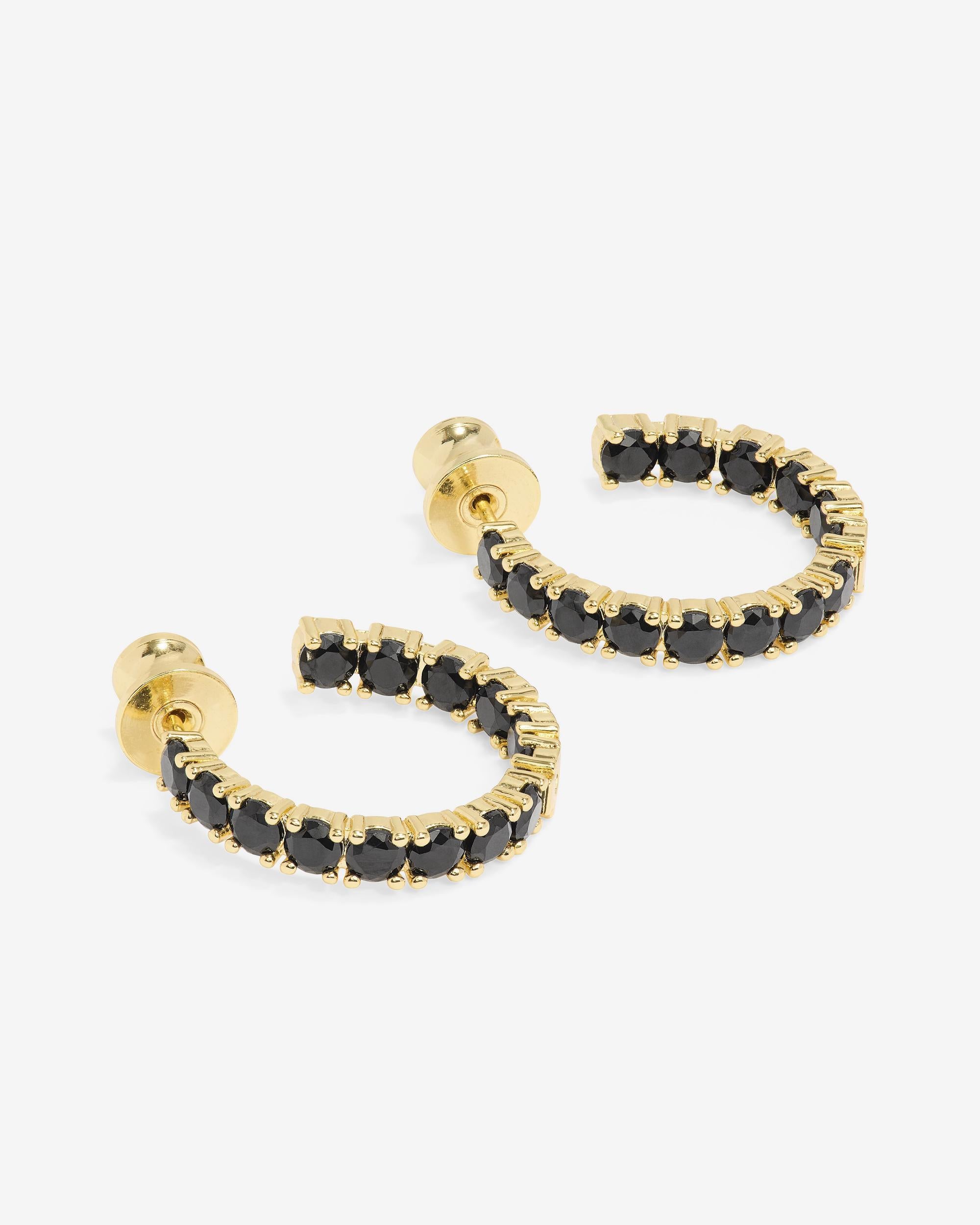 Heiress Hoops .75" - Gold|Black Diamondettes