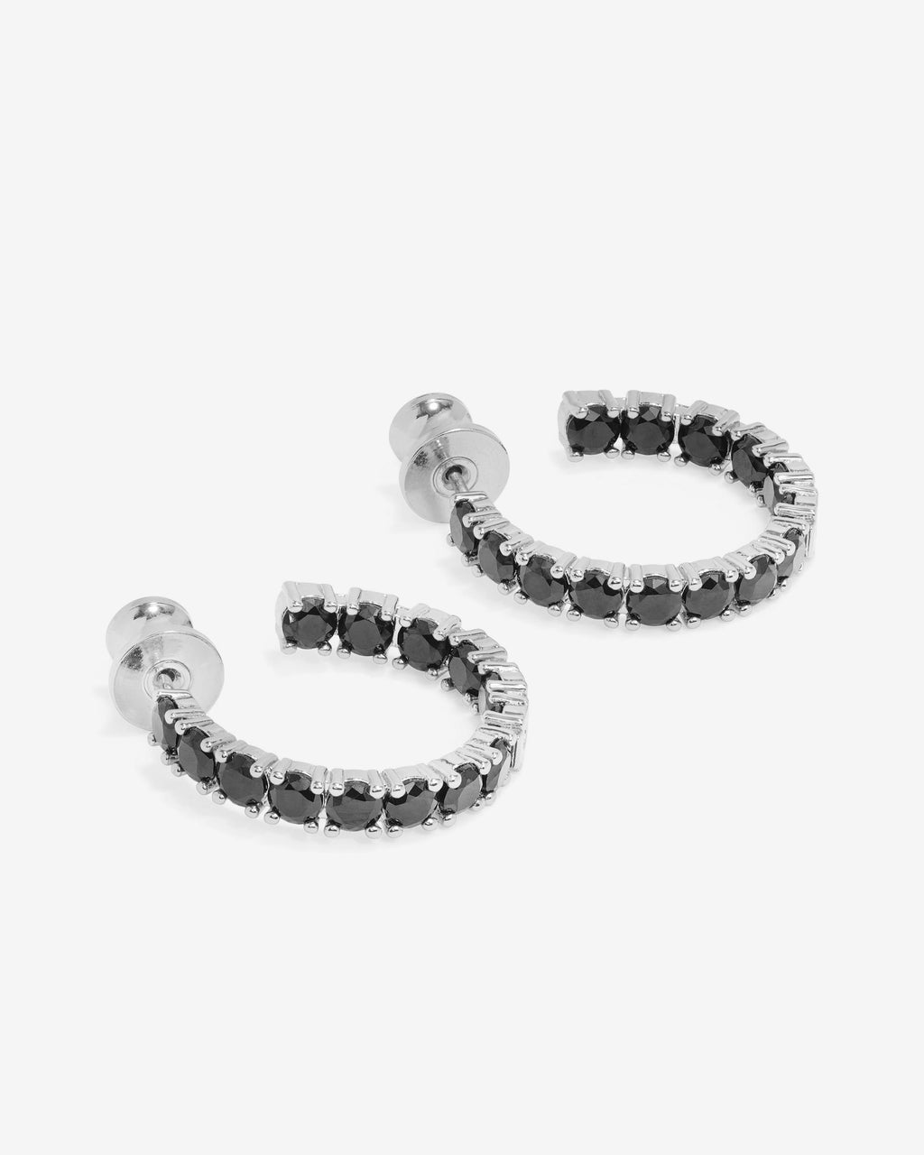 Heiress Hoops .75" - Silver|Black Diamondettes