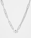 Hello Gorgeous Samantha Chain Necklace - Silver|White Diamondettes