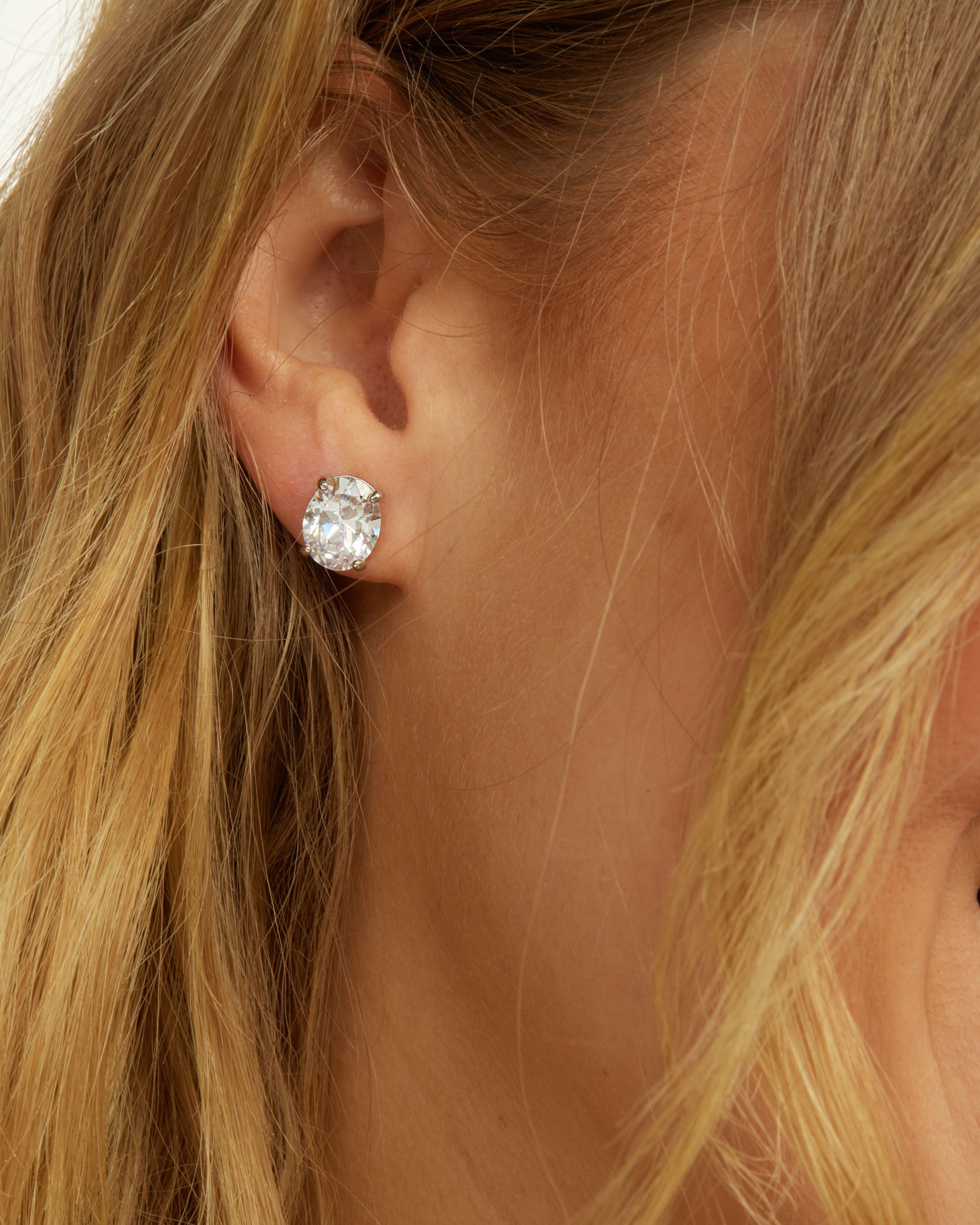 Hello Gorgeous 10mm Studs - Silver|White Diamondettes