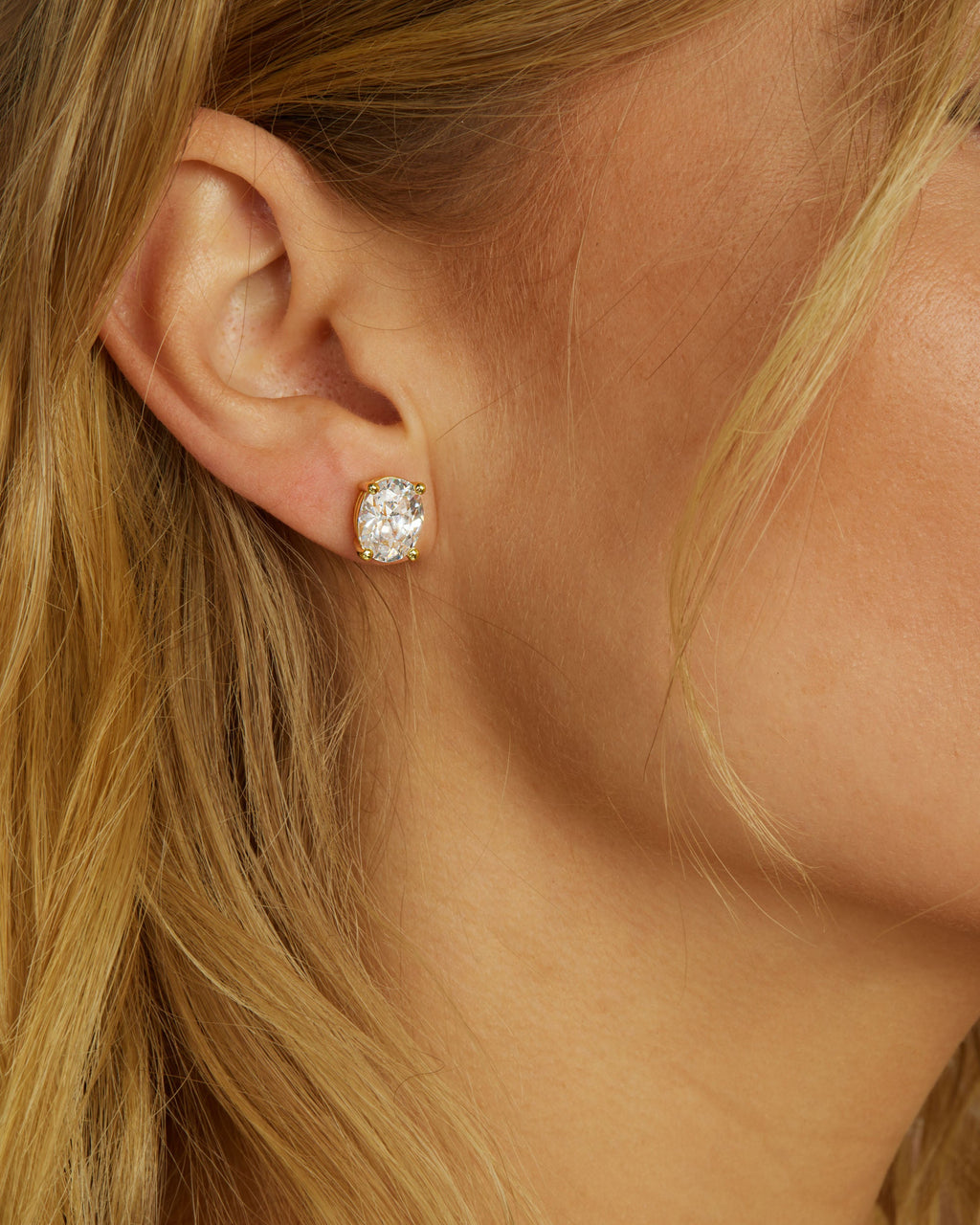 Hello Gorgeous 10mm Studs - Gold|White Diamondettes