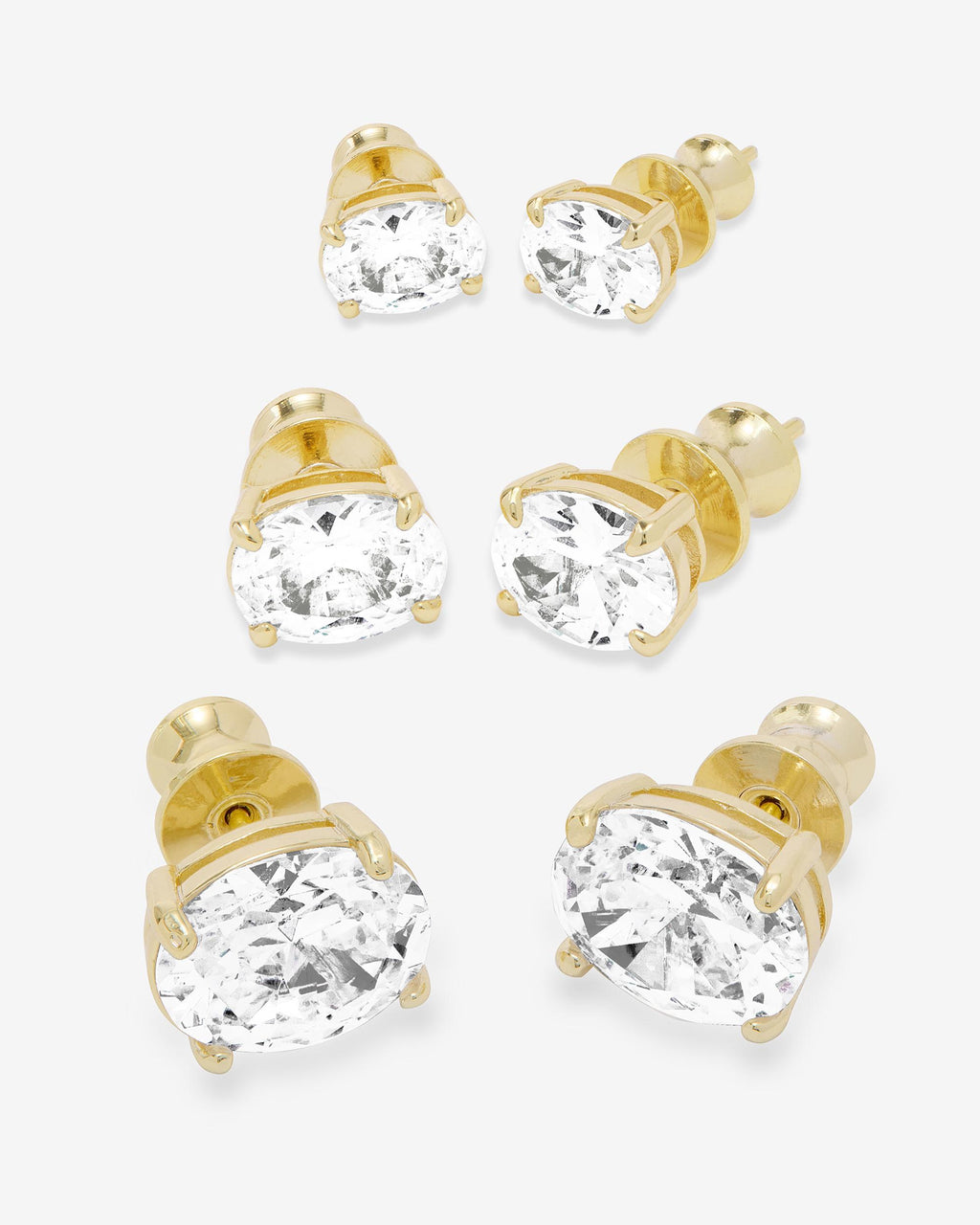 Hello Gorgeous Stud Set - Gold|White Diamondettes