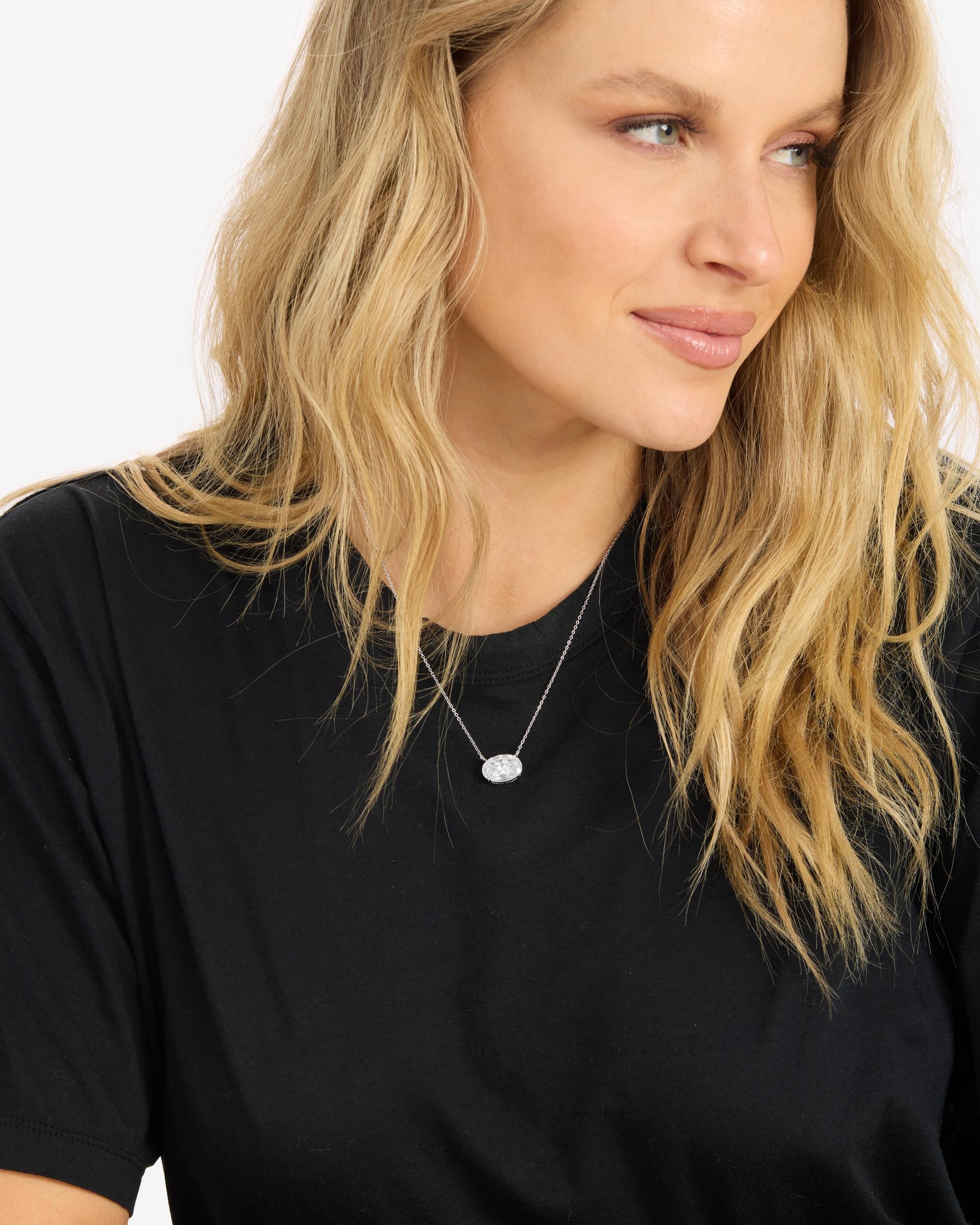 Hello Gorgeous! Necklace - Silver|White Diamondettes