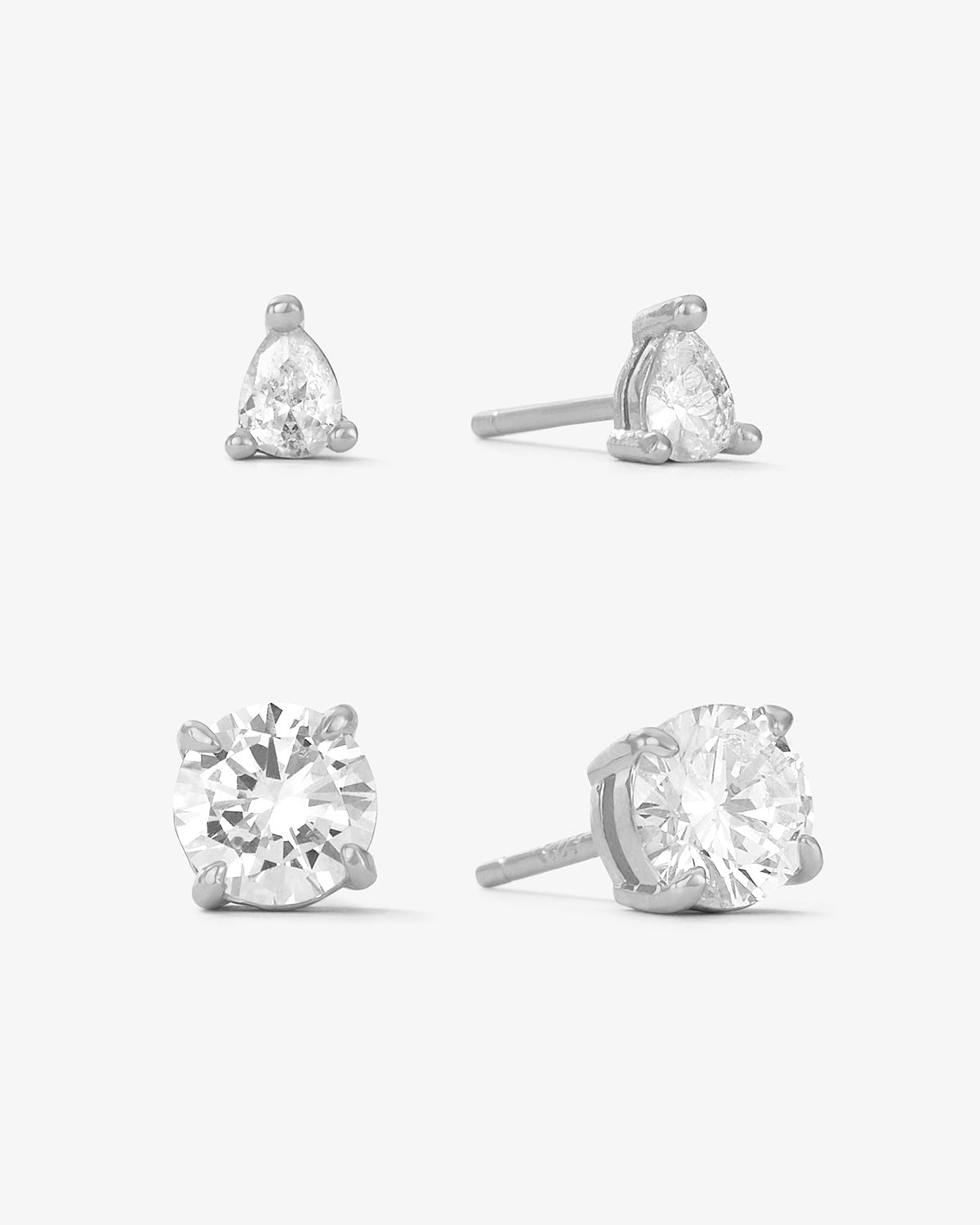 I Got a Raise Stud Set - Silver|White Diamondettes