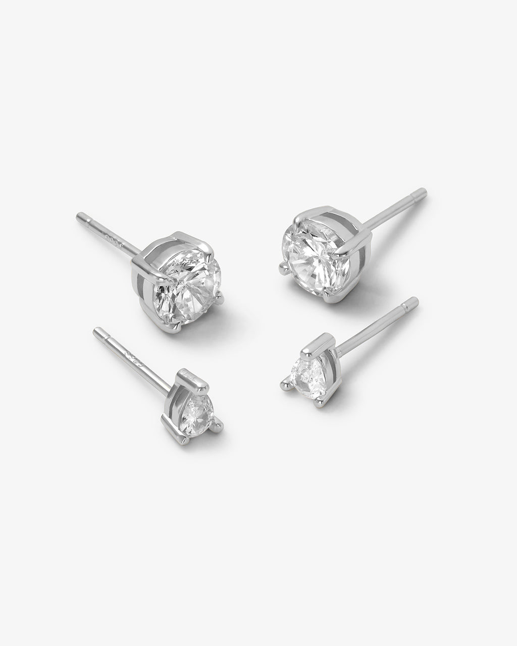 I Got a Raise Stud Set - Silver|White Diamondettes