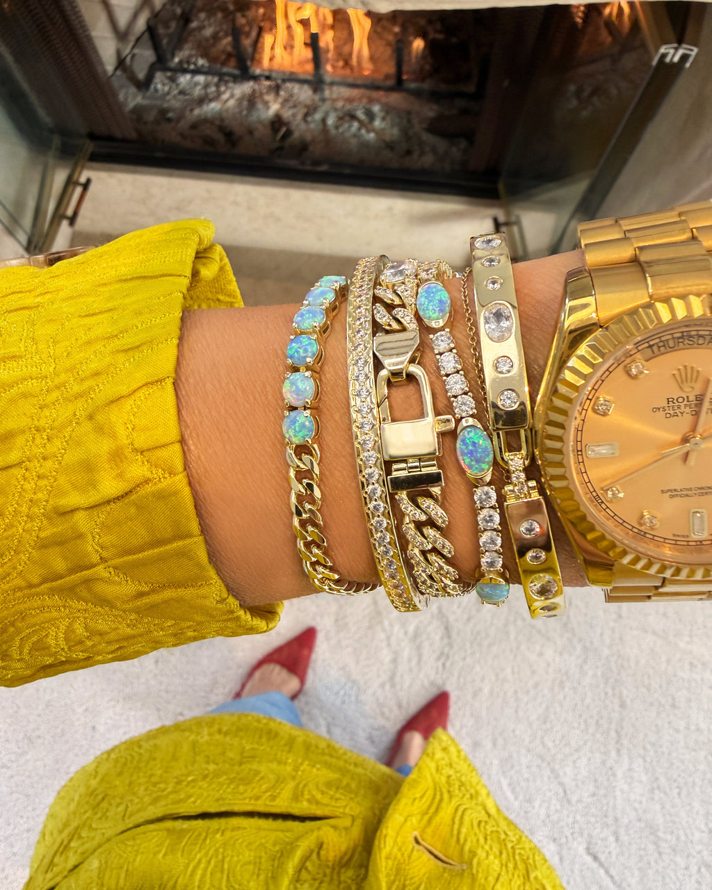 Julian Loves Opals Bracelet 5mm - Silver|Blue Opal