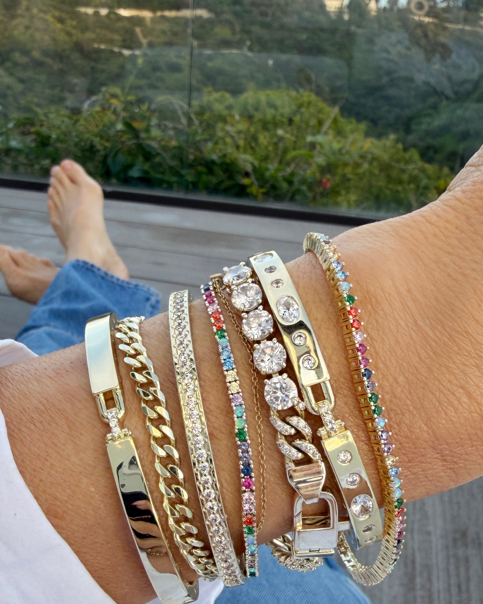 Not Your Basic Tennis Bracelet 2mm - Gold|Multi Stone