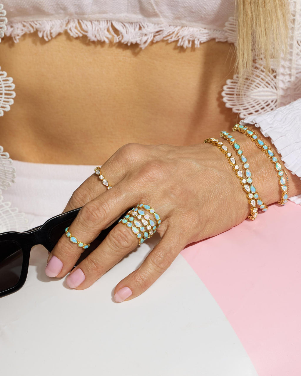 Isla Tennis Bracelet 3mm - Gold|White Diamondettes