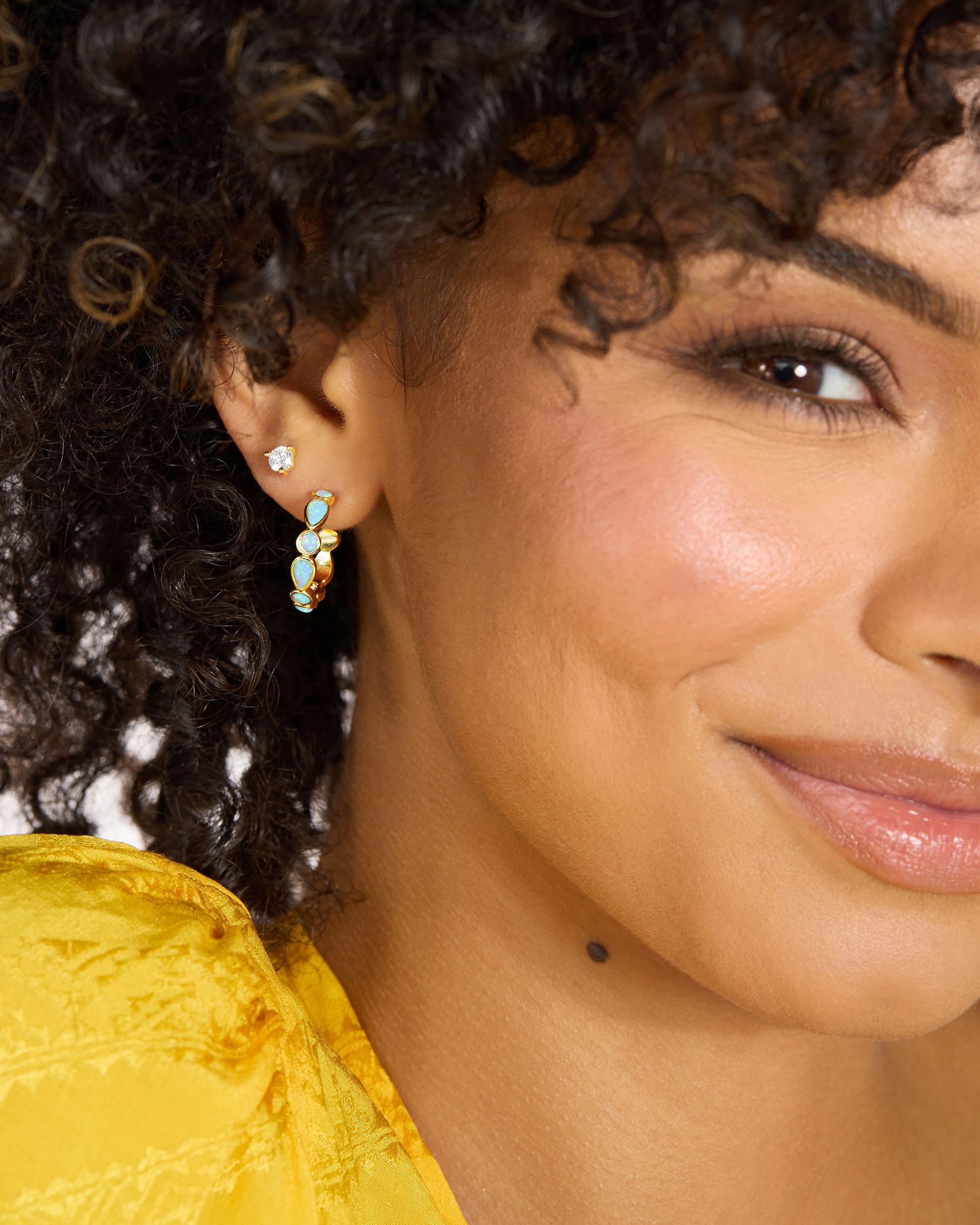 Isla Hoops .75" - Gold|Blue Opal