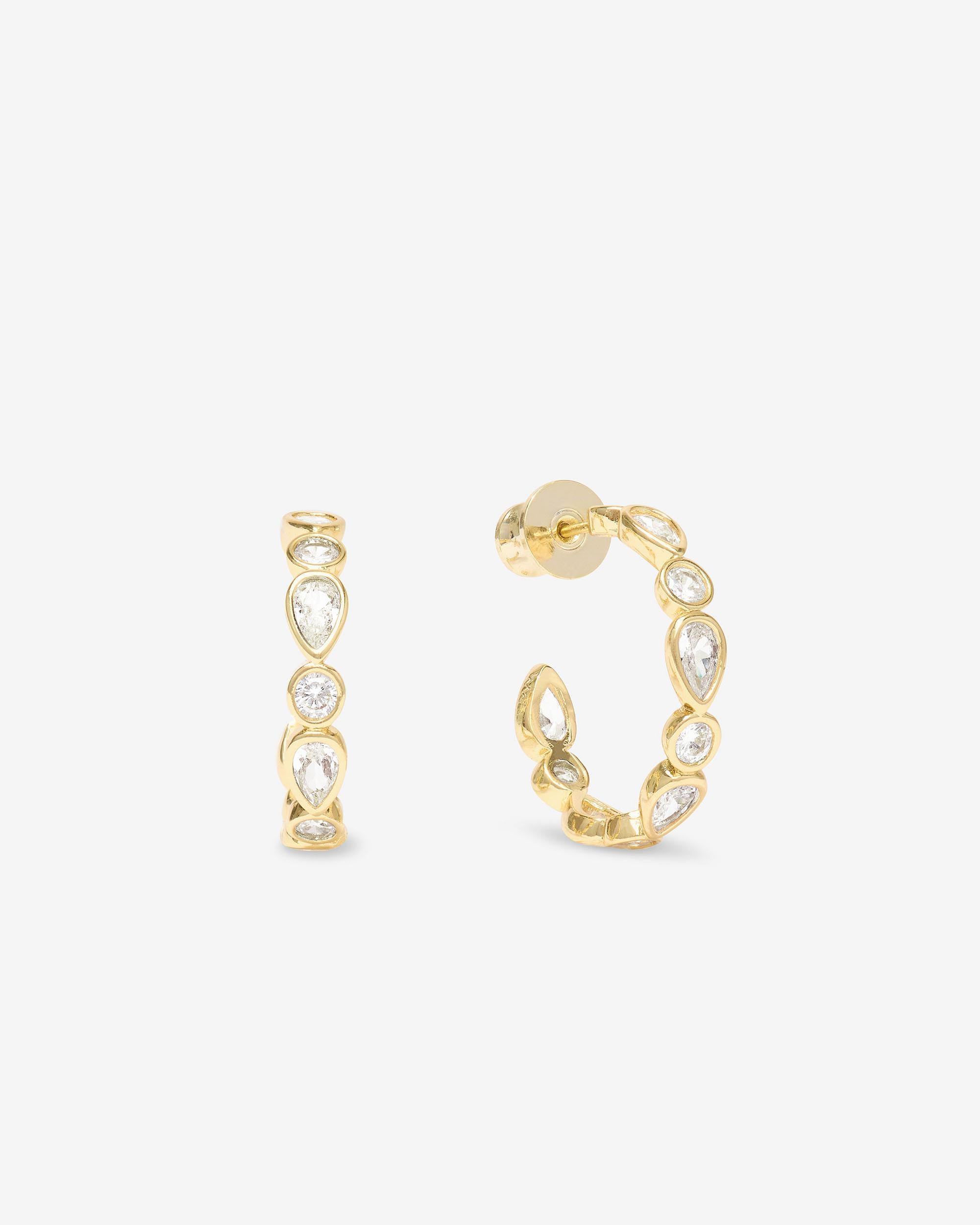 Isla Hoops .75" - Gold|White Diamondettes