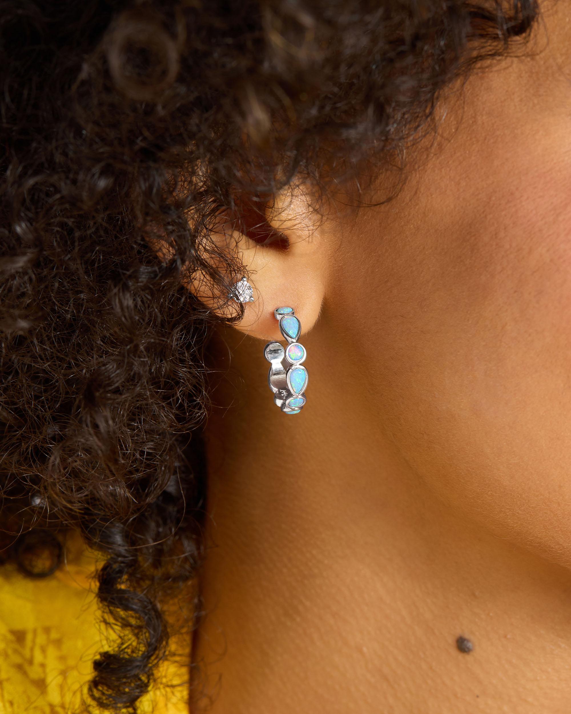 Isla Hoops .75" - Silver|Blue Opal