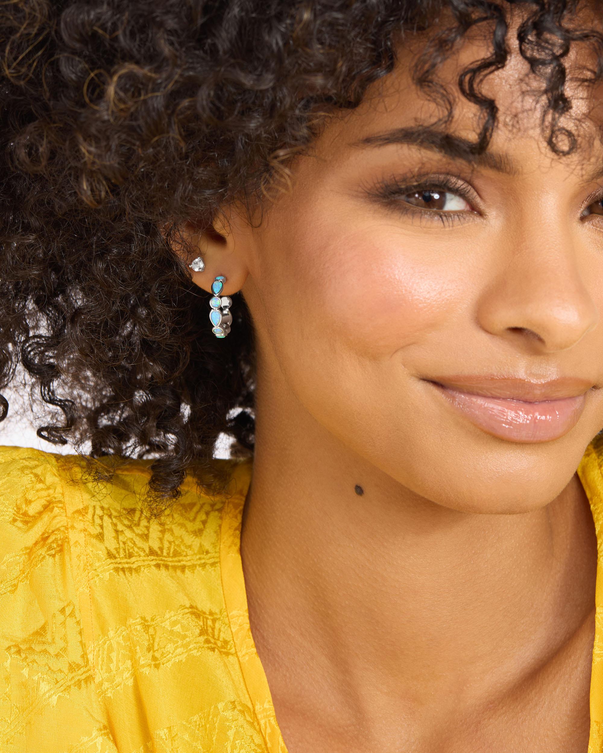 Isla Hoops .75" - Silver|Blue Opal