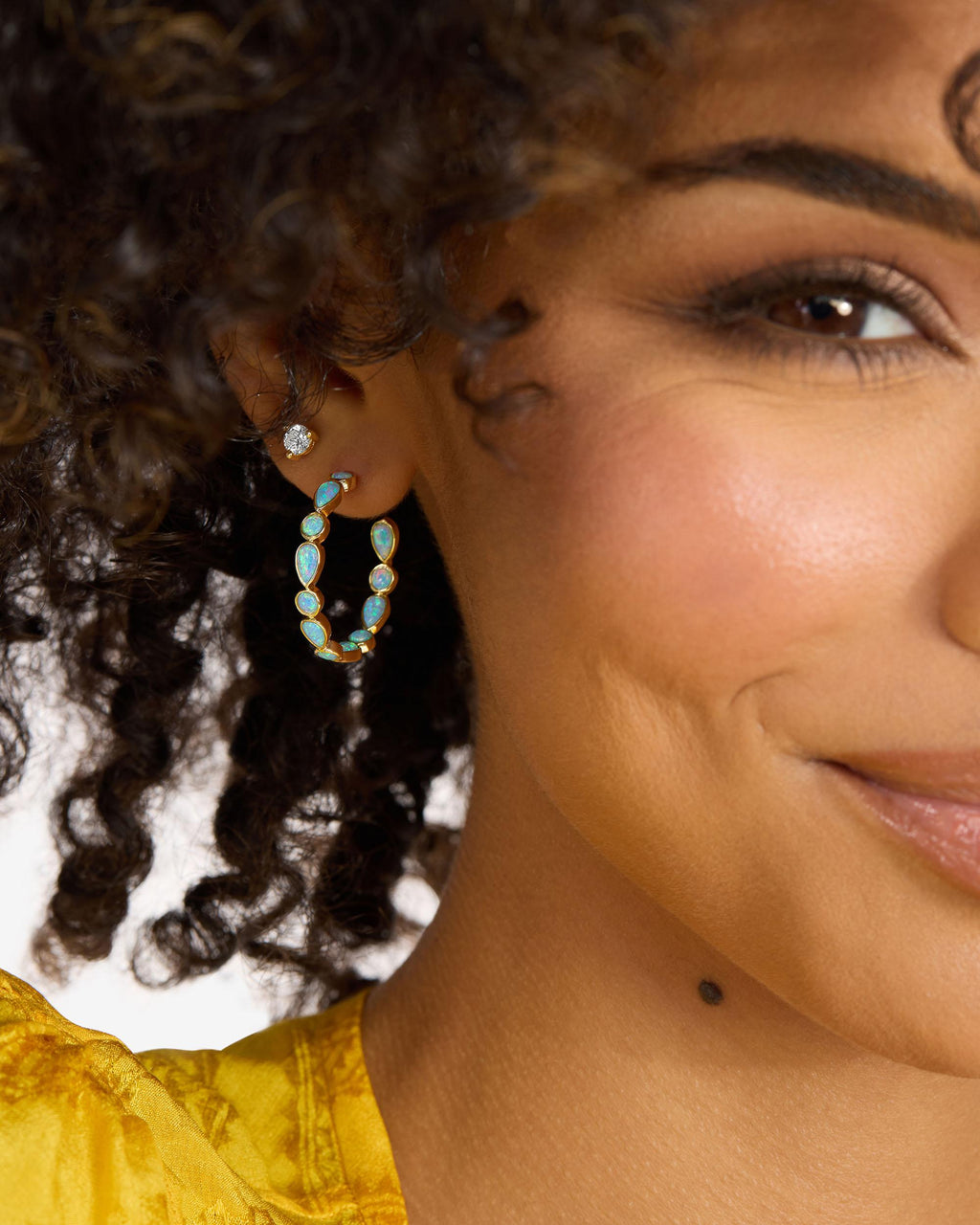 Isla Hoops 1" - Gold|Blue Opal
