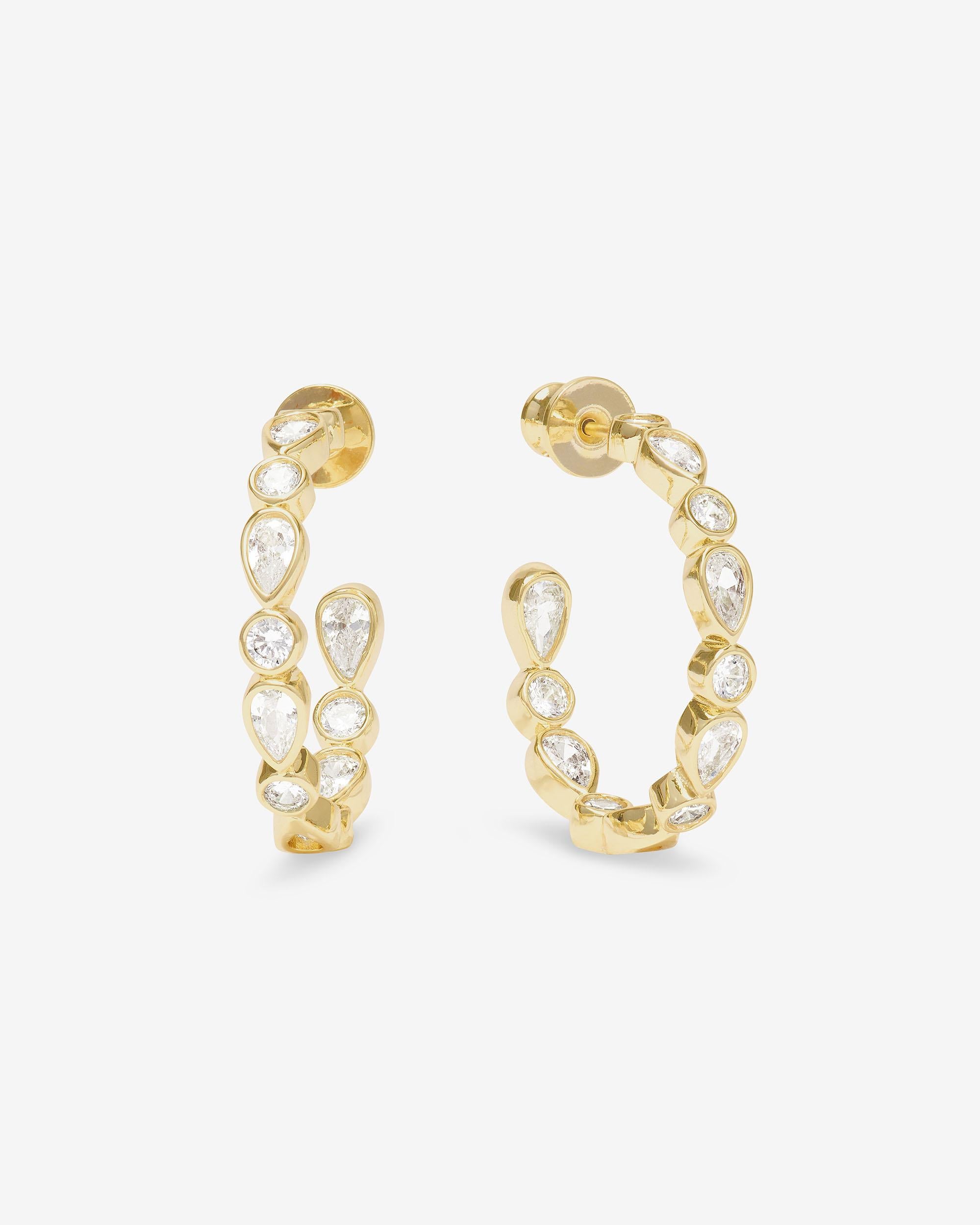 Isla Hoops 1" - Gold|White Diamondettes