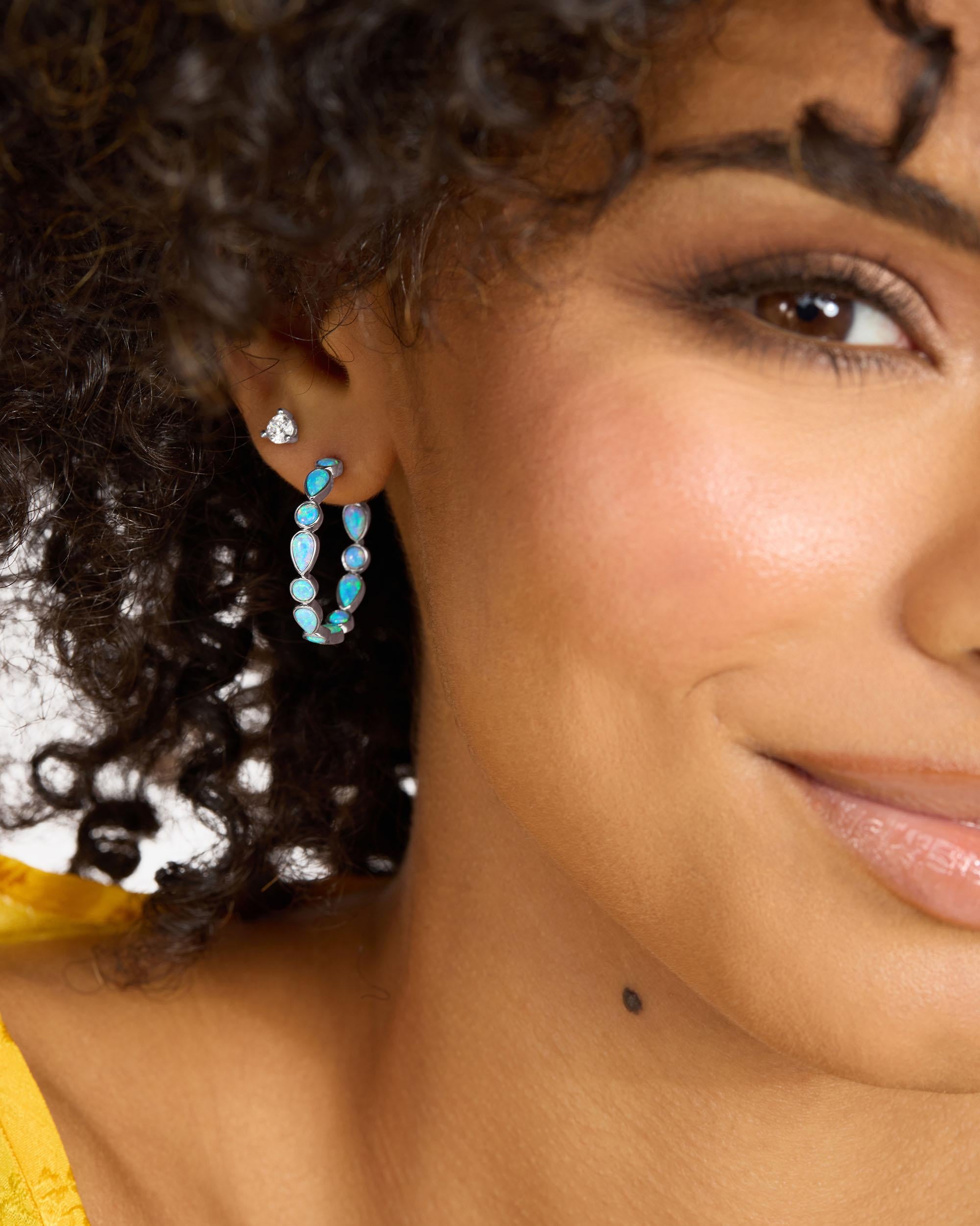 Isla Hoops 1" - Silver|Blue Opal