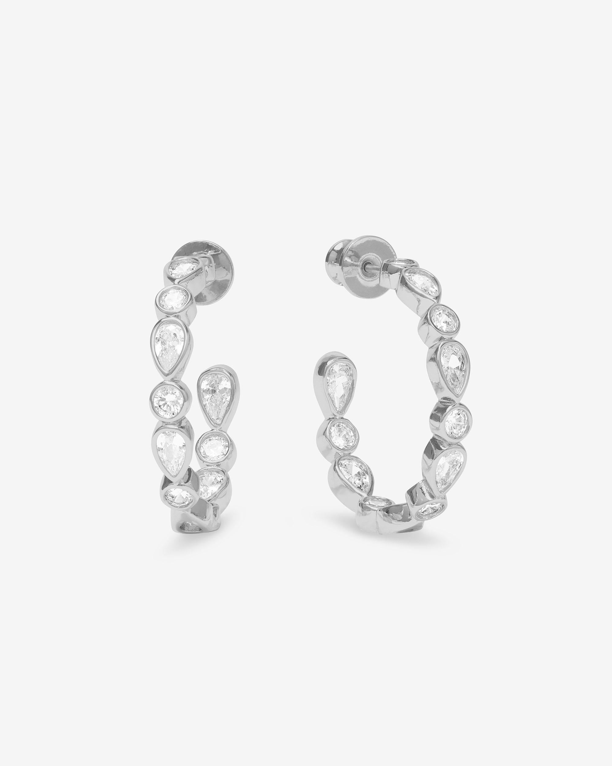 Isla Hoops 1" - Silver|White Diamondettes
