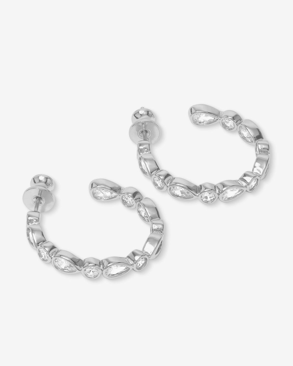 Isla Hoops 1" - Silver|White Diamondettes