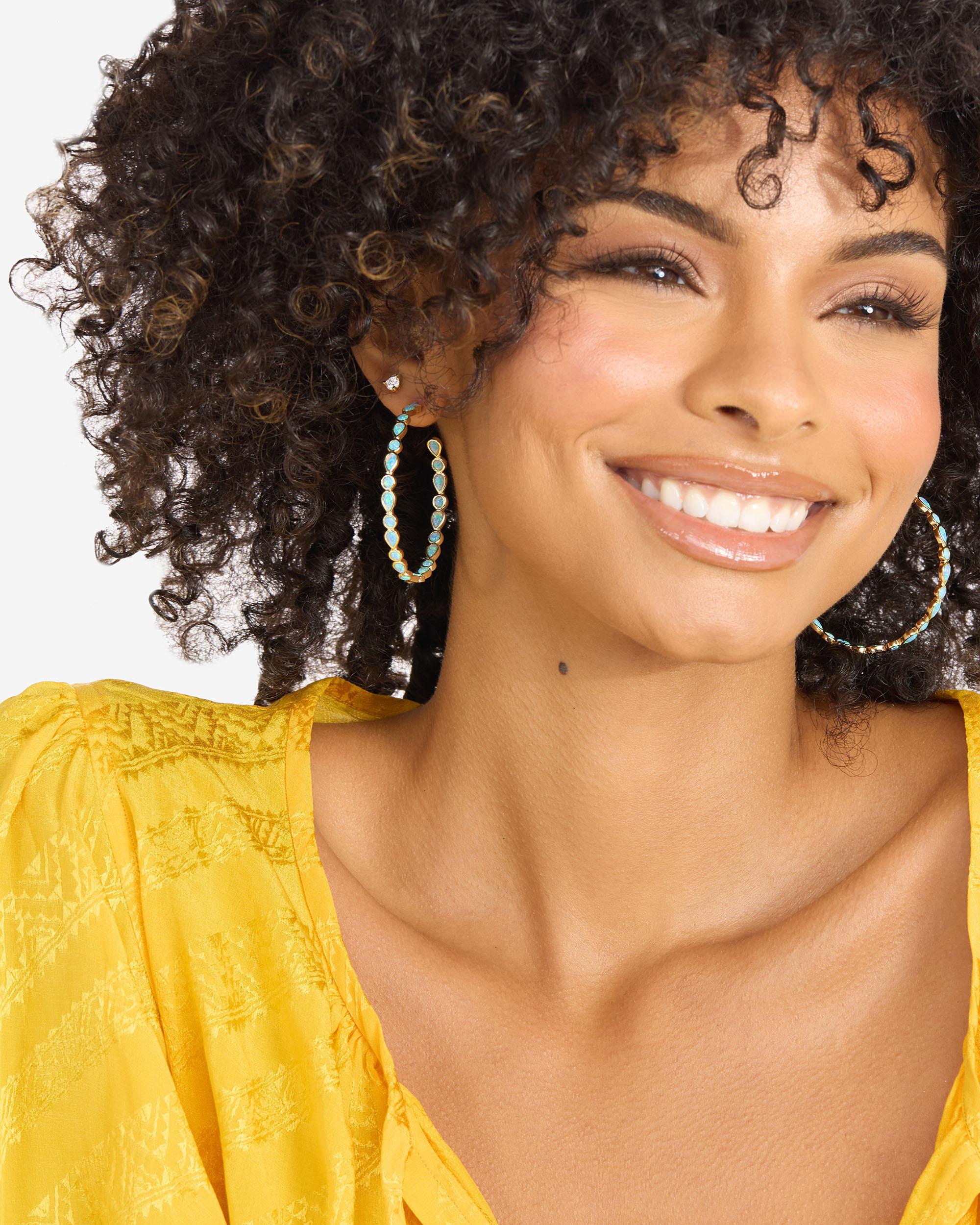 Isla Hoops 2" - Gold|Blue Opal