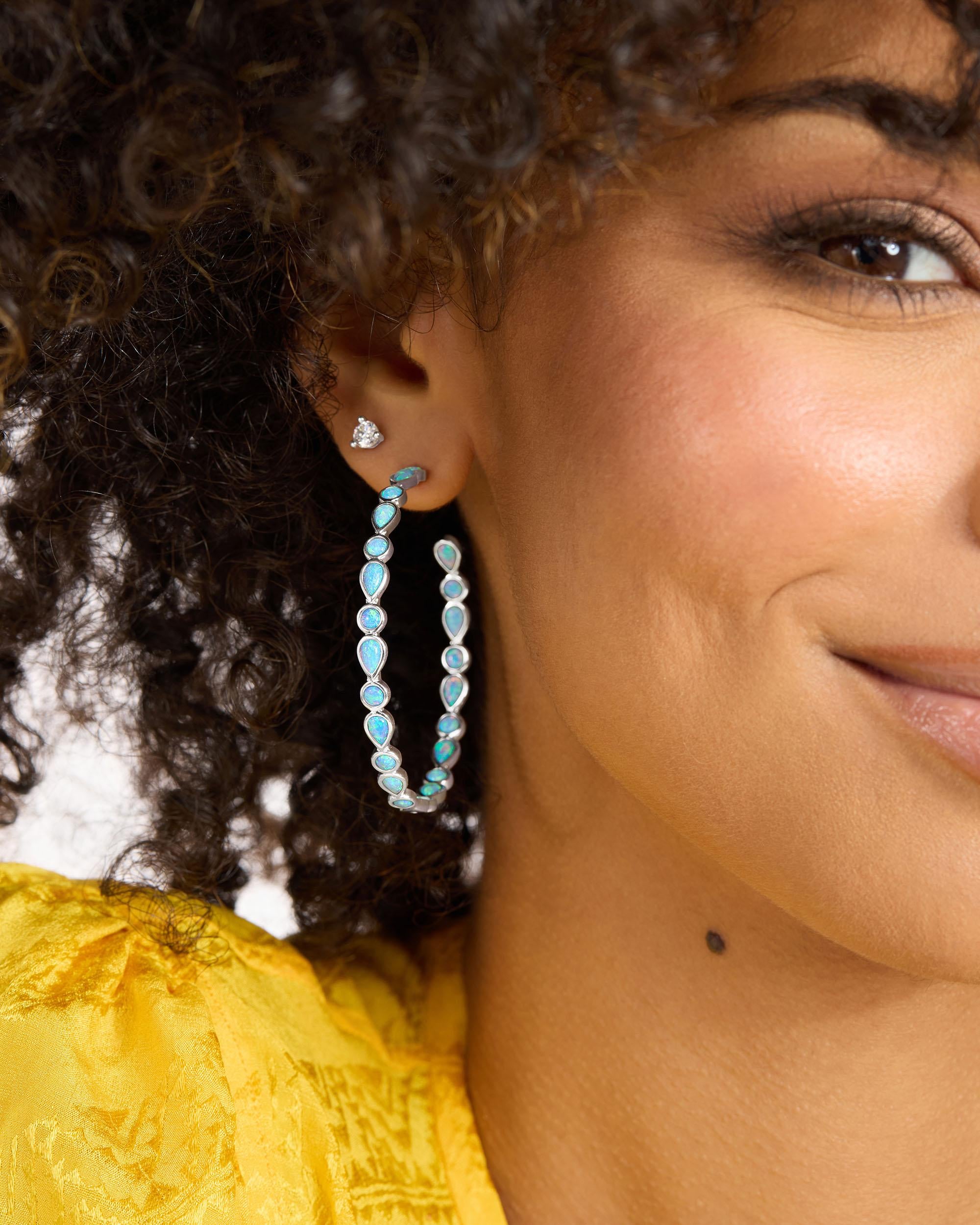 Isla Hoops 2" - Silver|Blue Opal