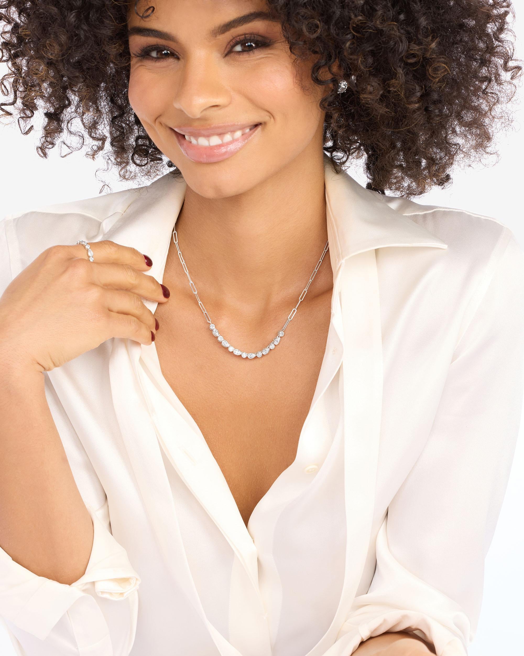 Isla Samantha Tennis Necklace - Silver|White Diamondettes